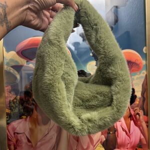 Zara Olive Faux Fluffy Fur Purse